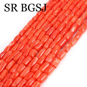 Orange Coral Spacer Beads 6-7x11-14mm for Jewelry Making