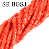 Orange Coral Spacer Beads 6-7x11-14mm for Jewelry Making