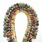 Natural Stone Mixed Line Peacock Agate Round Beads DIY Bracelet Necklace