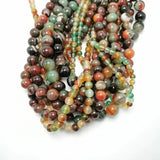Natural Stone Mixed Line Peacock Agate Round Beads DIY Bracelet Necklace