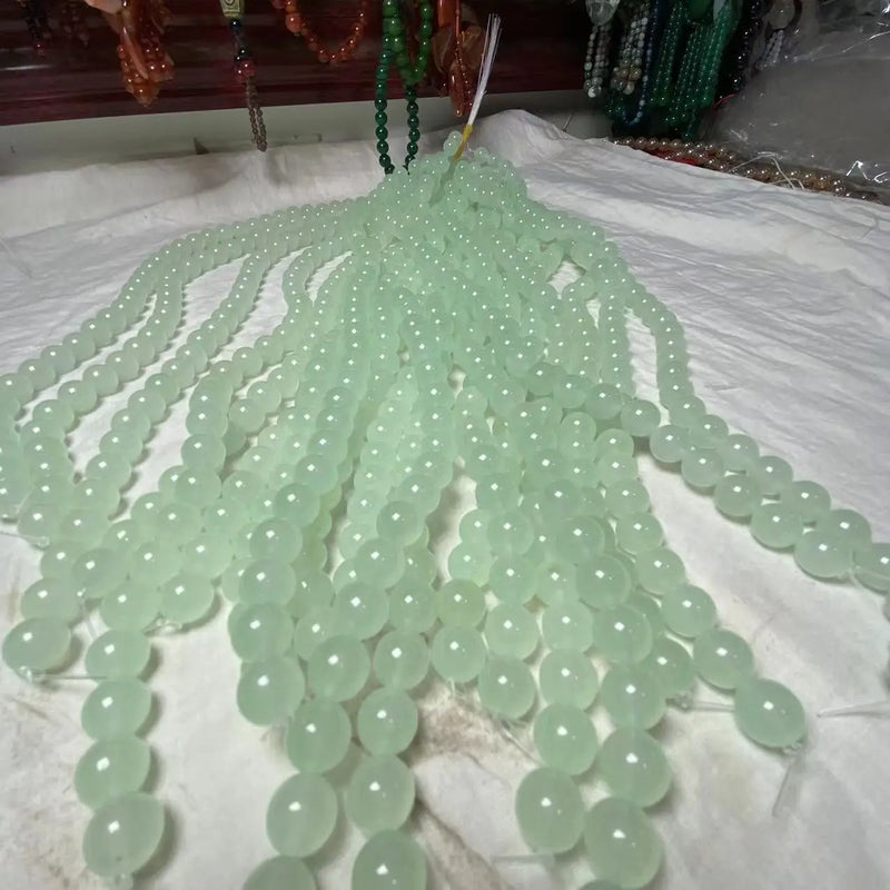 Light Green Jades Round Stone Beads for Jewelry Making