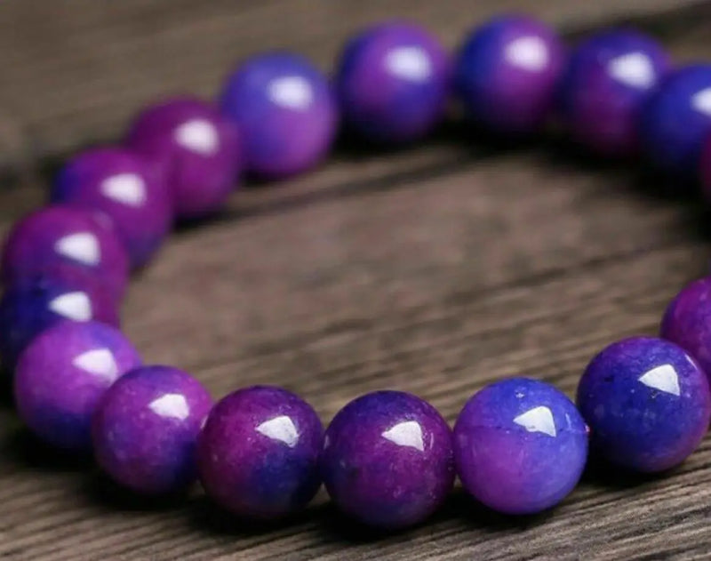 Natural Purple South African Round Bead Bracelet 7.5INCH