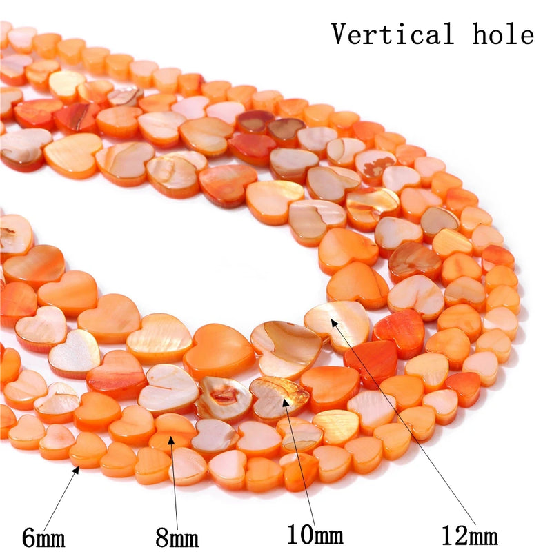 Multicolor Mother of Pearl Shell Heart Beads 6-12mm
