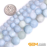 Aquamarines Stone Semi Precious Matte Beads 15 Inch