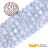 Aquamarines Stone Semi Precious Matte Beads 15 Inch