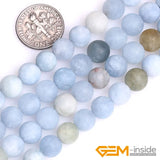 Aquamarines Stone Semi Precious Matte Beads 15 Inch