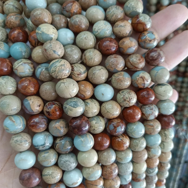 Natural Snake Skin Stone Beads Round Loose Agalmatolite Stone Beads