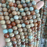 Natural Snake Skin Stone Beads Round Loose Agalmatolite Stone Beads