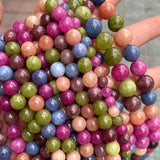 Round Tourmaline Chalcedony Stone Beads Strand 15''