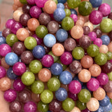 Round Tourmaline Chalcedony Stone Beads Strand 15''