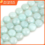 Natural Amazonite Coin Beads 15 inch Strand for DIY Jewelry Making