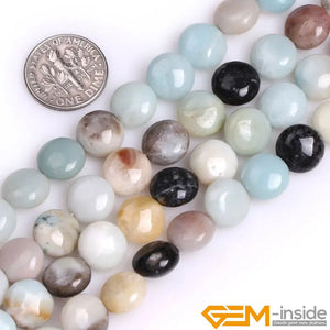 Natural Amazonite Coin Beads 15 inch Strand for DIY Jewelry Making