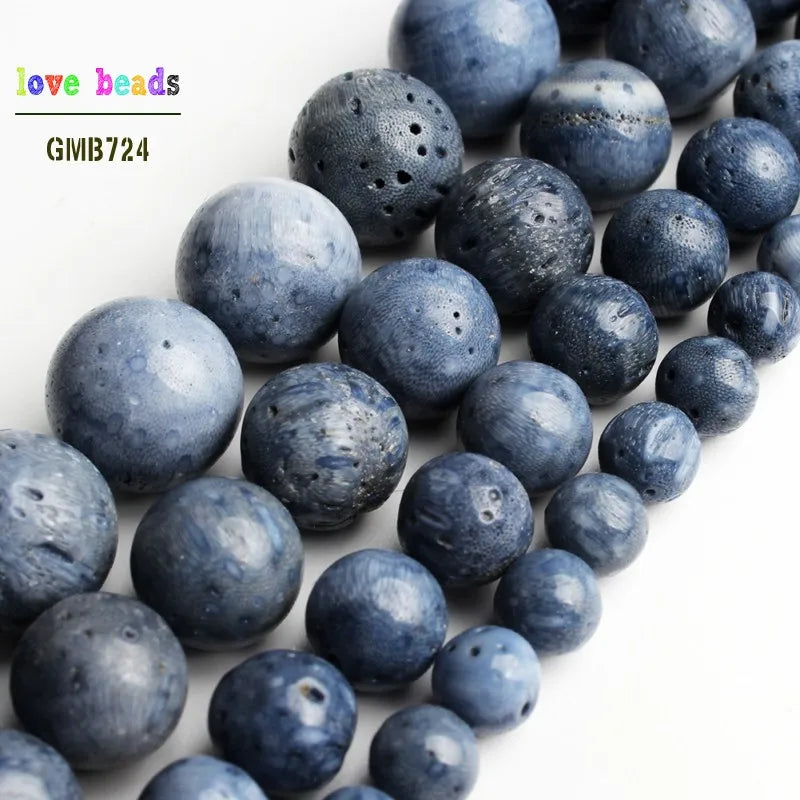 Natural Coral Round Loose Beads for Jewelry Making DIY Beads Bracelet 15''