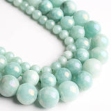 Natural Cyan-Blue Angelite Stone Beads 15' Strand