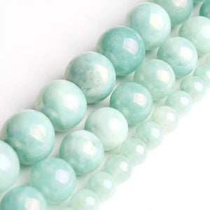 Natural Cyan-Blue Angelite Stone Beads 15' Strand