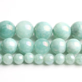 Natural Cyan-Blue Angelite Stone Beads 15' Strand
