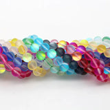Labradorite Crystal Frost Round Beads 1 Strand