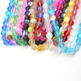 Labradorite Crystal Frost Round Beads 1 Strand