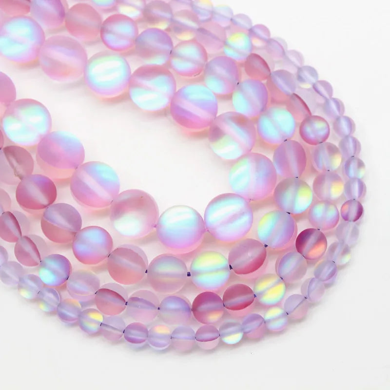Labradorite Crystal Frost Round Beads 1 Strand