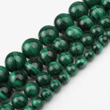 Green Malachite Stone Beads Round Beads for Jewelry Making 7.5 Inch