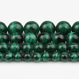 Green Malachite Stone Beads Round Beads for Jewelry Making 7.5 Inch