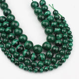 Green Malachite Stone Beads Round Beads for Jewelry Making 7.5 Inch