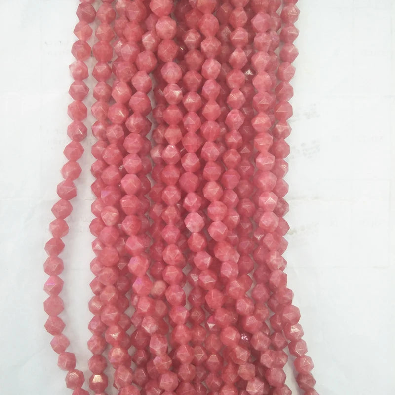 6/8/10/12mm Rhodonite Stone Beads Faceted Loose Rhodochrosite Beads 15'' Strand