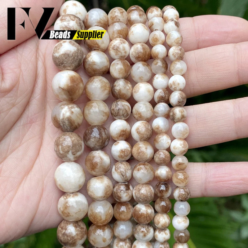 Natural Stone Coffee Persian Jades Round Loose Beads