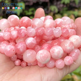 Natural Stone Pink Persian Jades Round Spacer Loose Beads 15''