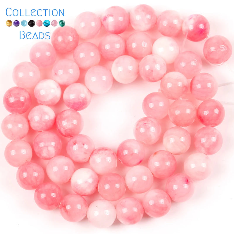 Natural Stone Pink Persian Jades Round Spacer Loose Beads 15''