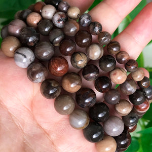 Natural Stone Wooden Petrified Jades Bead Round Loose Beads for Jewelry Making