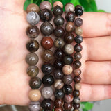 Natural Stone Wooden Petrified Jades Bead Round Loose Beads for Jewelry Making