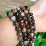 Natural Stone Wooden Petrified Jades Bead Round Loose Beads for Jewelry Making