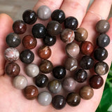 Natural Stone Wooden Petrified Jades Bead Round Loose Beads for Jewelry Making