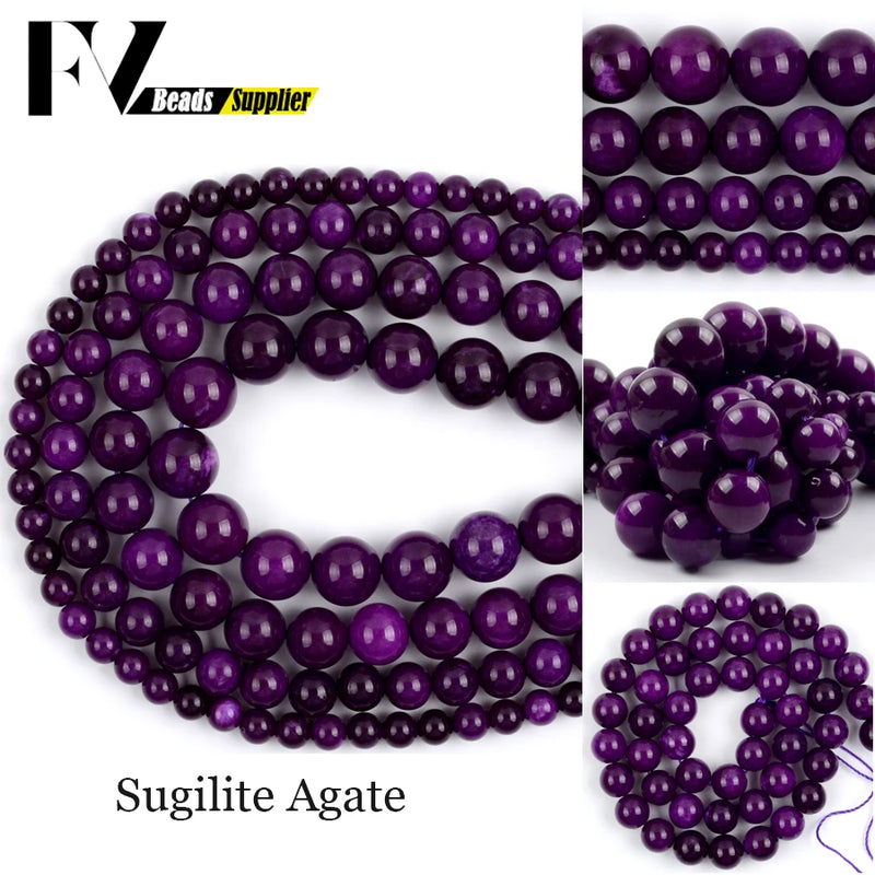 Natural Sugilite Stone Beads 6/8/10/12mm Round Loose Spacer Beads