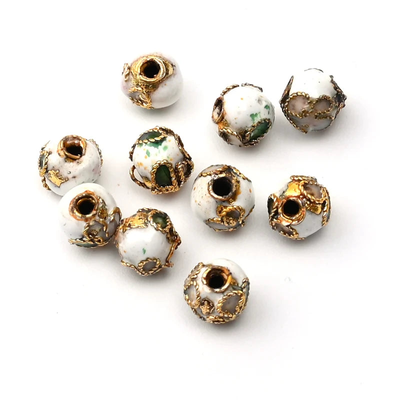 Vintage Cloisonne Mixed Round Beads for Jewelry Making