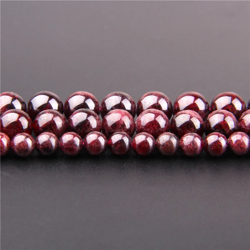 6/8/10/12mm Garnet Round Stone Beads for DIY Jewelry Making