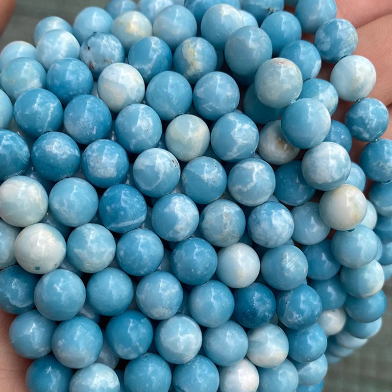 Natural Larimar Stone Beads for Jewelry Making DIY