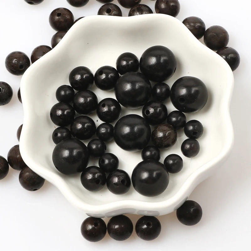 6/8/10/12mm Ebony Round Beads Jewelry Making DIY