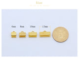 10mm Gold Ribbon Leather Clip Clamps Tips Cord Ends Beads