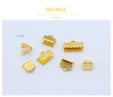 10mm Gold Ribbon Leather Clip Clamps Tips Cord Ends Beads
