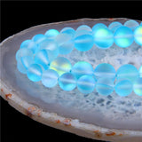 Matte Frosted Flash Crystal Moon Stone Beads Round Loose Bead