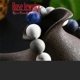 Blue-vein Stone Matte Frosted Amazonite Bead Bracelet