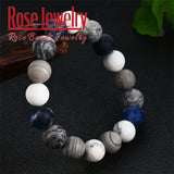 Blue-vein Stone Matte Frosted Amazonite Bead Bracelet
