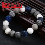 Blue-vein Stone Matte Frosted Amazonite Bead Bracelet