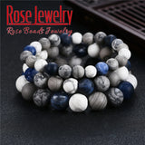 Blue-vein Stone Matte Frosted Amazonite Bead Bracelet