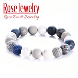 Blue-vein Stone Matte Frosted Amazonite Bead Bracelet