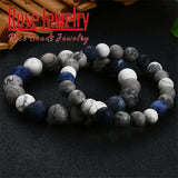 Blue-vein Stone Matte Frosted Amazonite Bead Bracelet