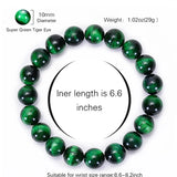Green Tiger Eye Bracelet Natural Stone Beads Elastic Rope Rosary