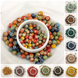 100pcs Ceramic Colorful Beads Handmade Porcelain Bead For Jewelry Making